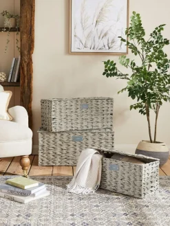 Sale Next Grey Plastic Wicker Set of 3 Storage Basket