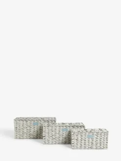 Sale Next Grey Plastic Wicker Set of 3 Storage Basket