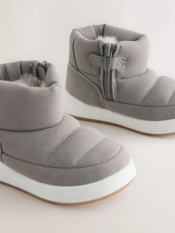 New Next Quilted Pull On Boots Grey