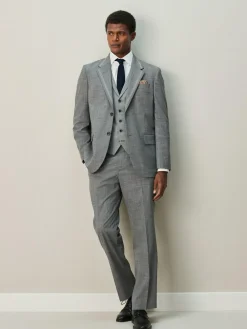 Next Regular Fit Contrast Fabric Detail Suit Jacket Grey