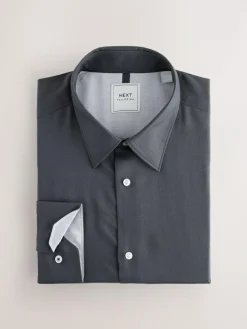 Discount Next Regular Fit Easy Care Single Cuff Smart Shirts 3 Pack Grey