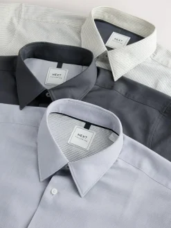 Discount Next Regular Fit Easy Care Single Cuff Smart Shirts 3 Pack Grey