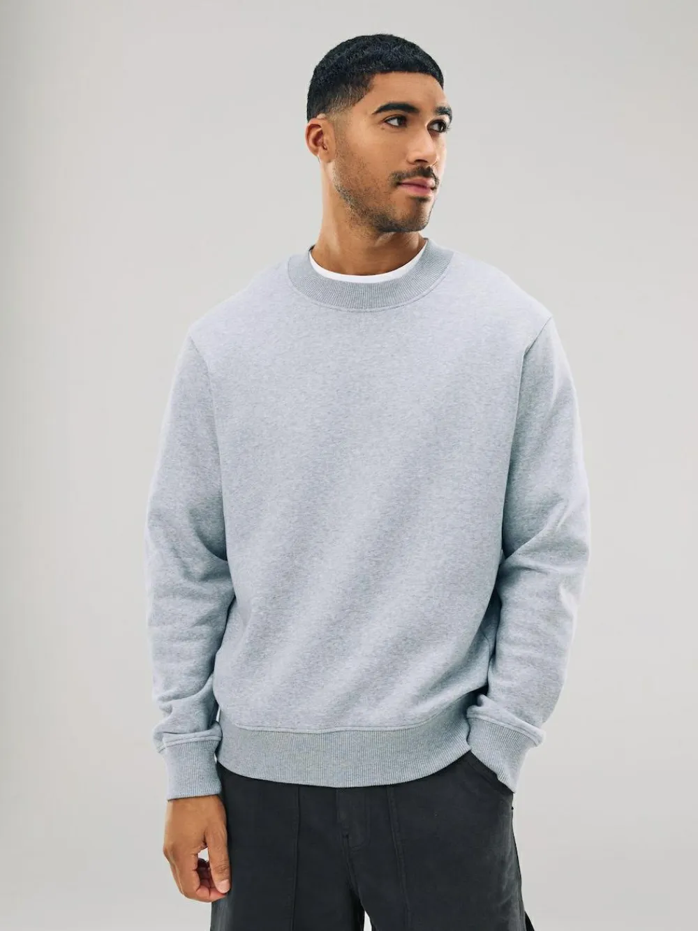 Next Grey Regular Fit Heavyweight Cotton Rich Crew Neck Sweatshirt^ Nightwear|Sweatshirts & Hoodies