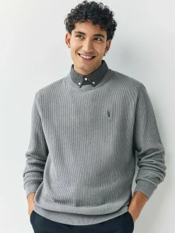 Outlet Next Regular Fit Rib Texture Mock Shirt Jumper Grey