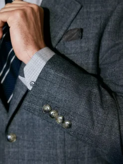 Clearance Next Grey Regular Fit Signature Reda Italian Wool Fabric Check Suit Jacket