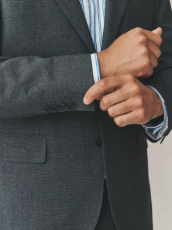 Next Grey Regular Fit Texture Motionflex Stretch Suit Jacket^ Grey Suits