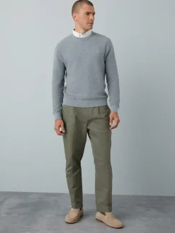 New Next Regular Fit Textured Oxford Mock Shirt Jumper Grey