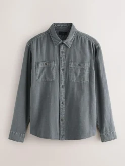 Next Regular Fit Textured Twin Pocket Long Sleeve Shirt^ Shirts