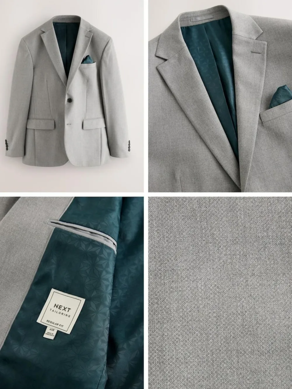 Next Grey Regular Fit Textured Suit Jacket^ Grey Suits|Blazers & Formal Jackets