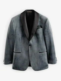 Sale Next Regular Fit Velvet Blazer Grey
