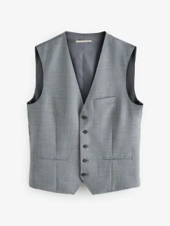 Best Next Regular Fit Wool Blend Motionflex Waistcoat Grey
