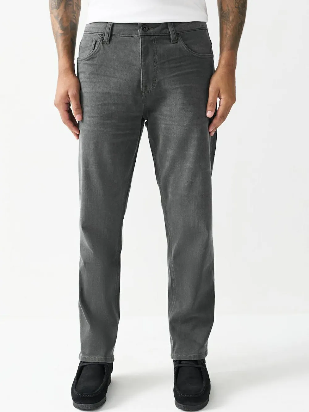 Next Grey Regular Tapered Fit Motionflex Jeans