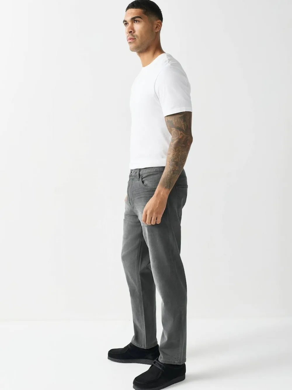 Next Grey Regular Tapered Fit Motionflex Jeans