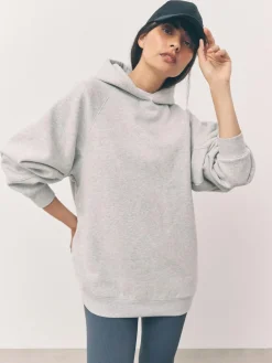Best Next Relaxed Fit Heavyweight Longline Hoodie Grey