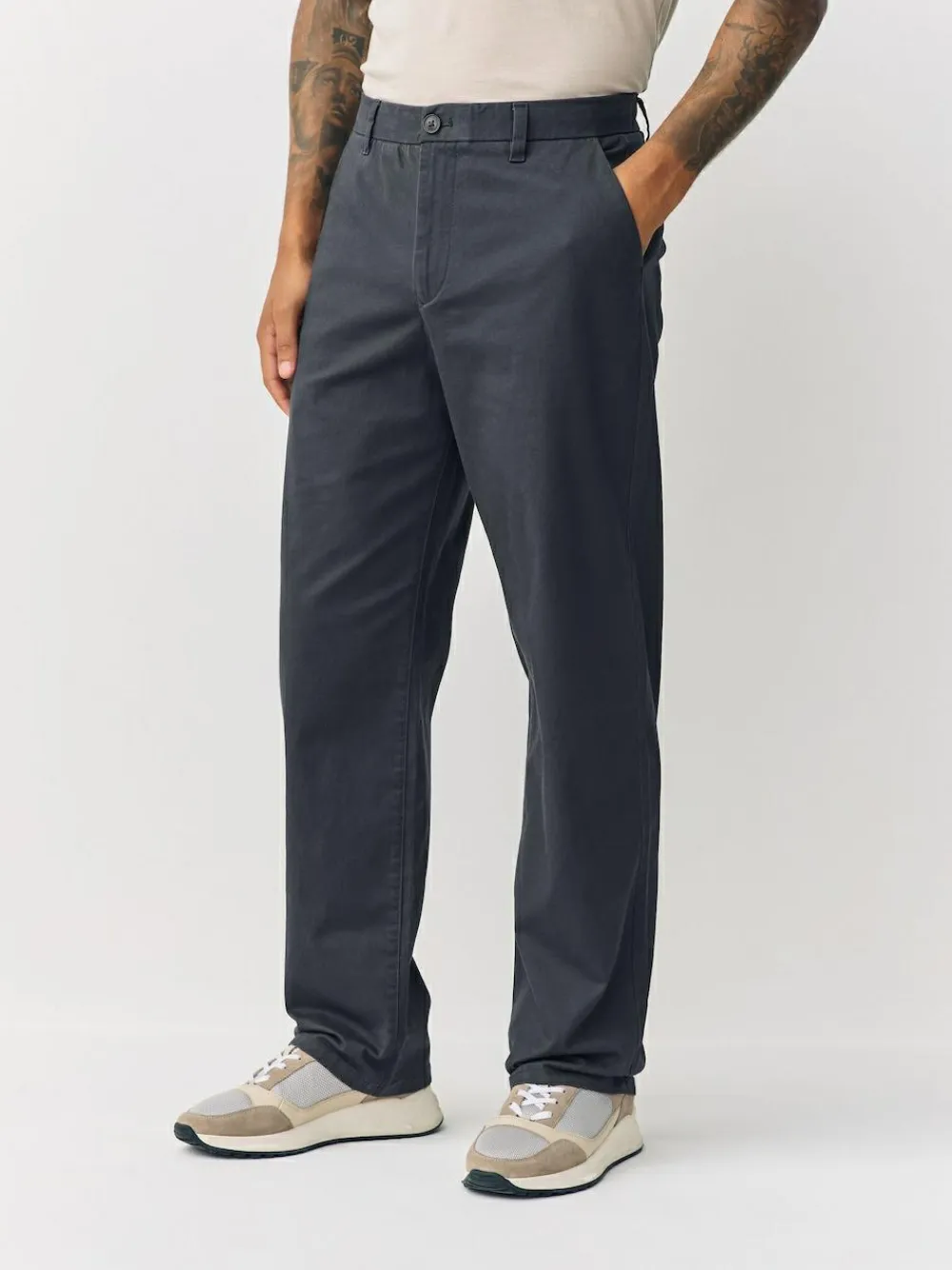Best Next Grey Relaxed Fit Stretch Chinos Trousers