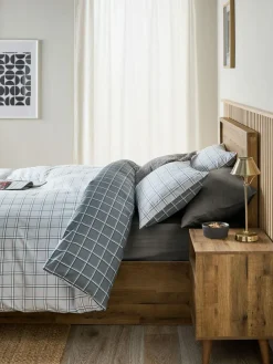 Next Grey Reversible Check Duvet Cover and Pillowcase Set^ Bedsets & Duvet Covers