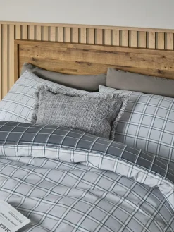 Next Grey Reversible Check Duvet Cover and Pillowcase Set^ Bedsets & Duvet Covers