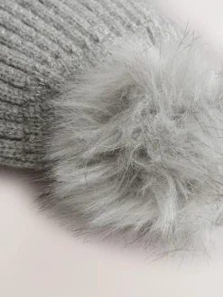 Clearance Next Grey Rib Knit Pom Hat