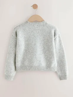Next Grey Sequin Bow Jumper (3-16yrs)^ Knitwear & Sweaters|Knitwear