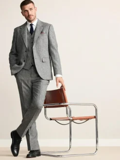 Discount Next Signature Abraham Moon 100% British Wool Donegal Suit Waistcoat Grey