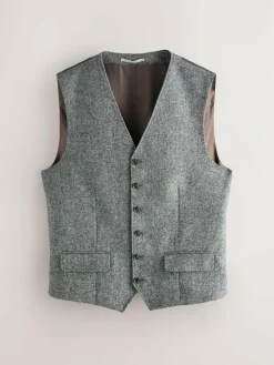 Discount Next Signature Abraham Moon 100% British Wool Donegal Suit Waistcoat Grey