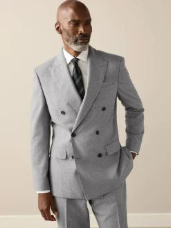 Outlet Next Grey Signature Cerruti Wool Puppytooth Double Breasted Suit Jacket