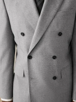 Outlet Next Grey Signature Cerruti Wool Puppytooth Double Breasted Suit Jacket