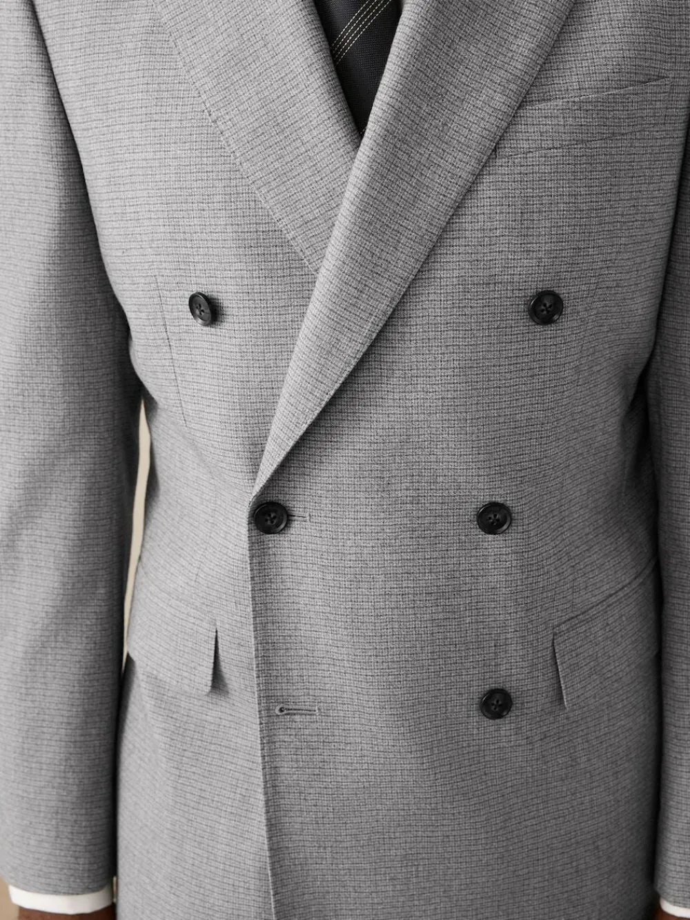 Outlet Next Grey Signature Cerruti Wool Puppytooth Double Breasted Suit Jacket