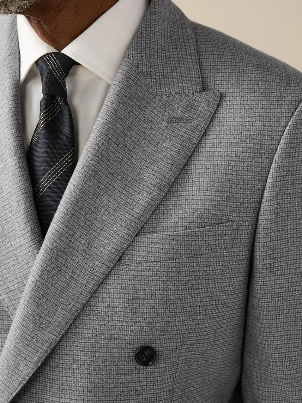 Outlet Next Grey Signature Cerruti Wool Puppytooth Double Breasted Suit Jacket