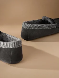 Next Signature Suede Fabric Trim Moccasin Slippers^ Slippers|Slippers