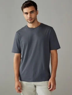 Next Grey Slate Regular Fit Essential Crew Neck Cotton T-Shirt^ Loungewear
