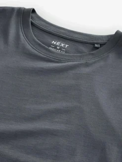 Next Grey Slate Regular Fit Essential Crew Neck Cotton T-Shirt^ Loungewear