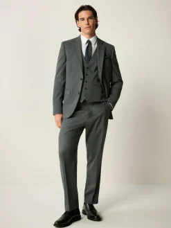 Best Next Slim Fit Flannel Suit Jacket Grey