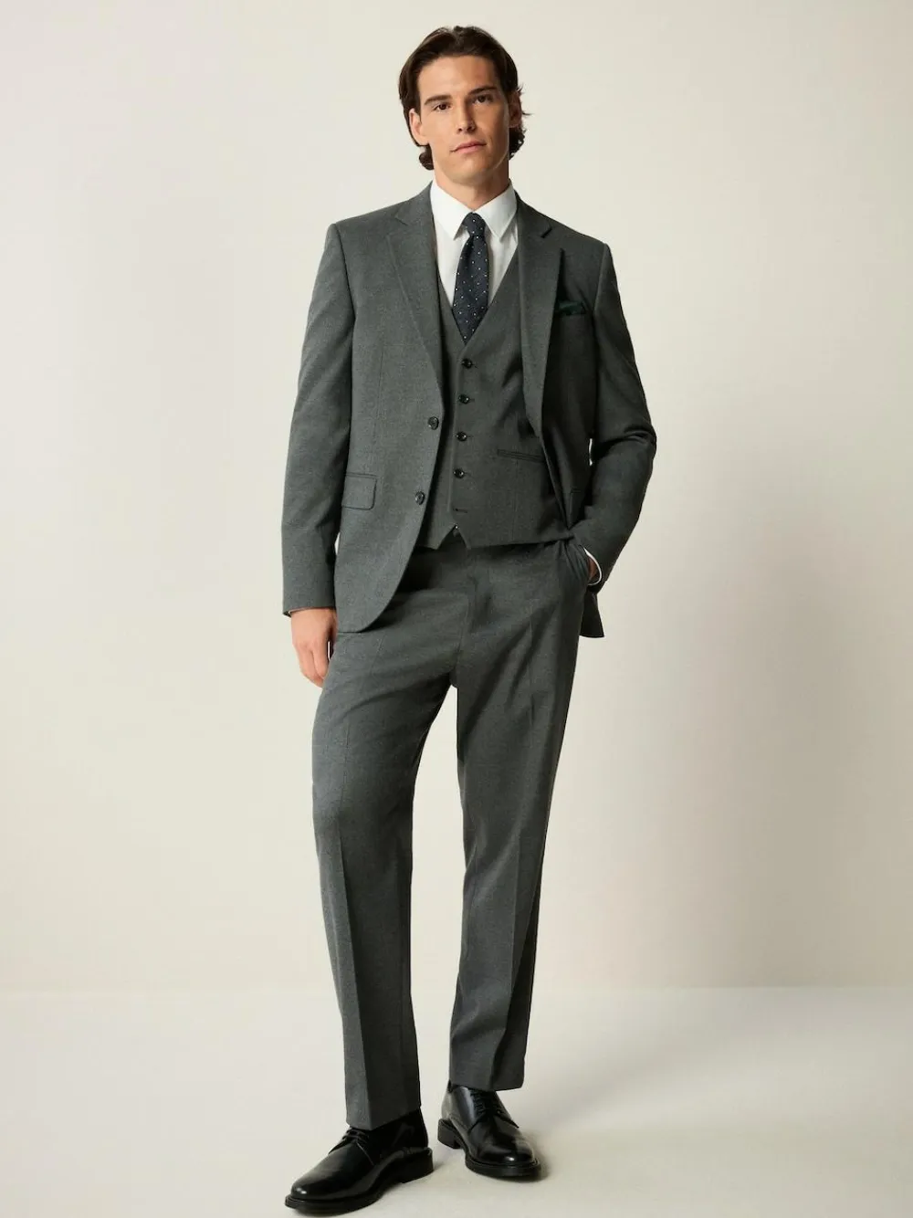 Best Next Slim Fit Flannel Suit Jacket Grey