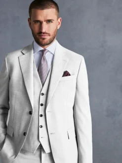 Next Slim Fit Signature Tollegno Italian Wool Textured Suit Jacket^ Grey Suits