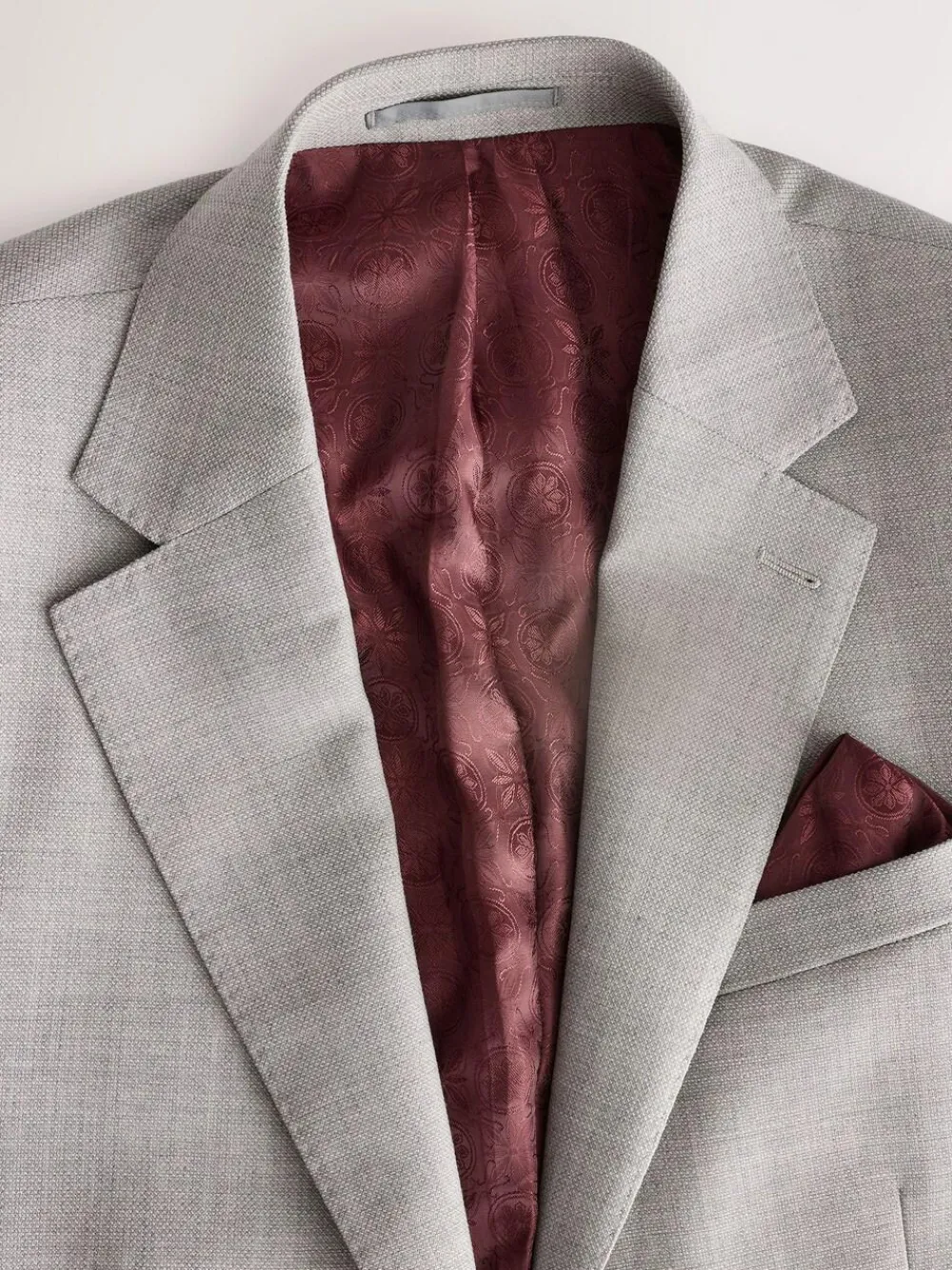 Next Slim Fit Signature Tollegno Italian Wool Textured Suit Jacket^ Grey Suits