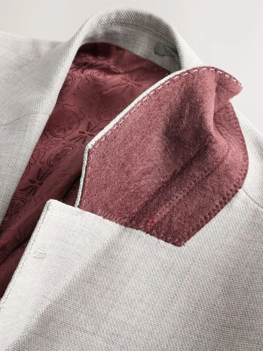 Next Slim Fit Signature Tollegno Italian Wool Textured Suit Jacket^ Grey Suits