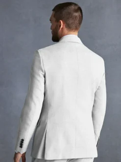 Next Slim Fit Signature Tollegno Italian Wool Textured Suit Jacket^ Grey Suits