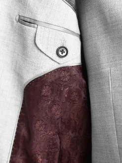 Next Slim Fit Signature Tollegno Italian Wool Textured Suit Jacket^ Grey Suits