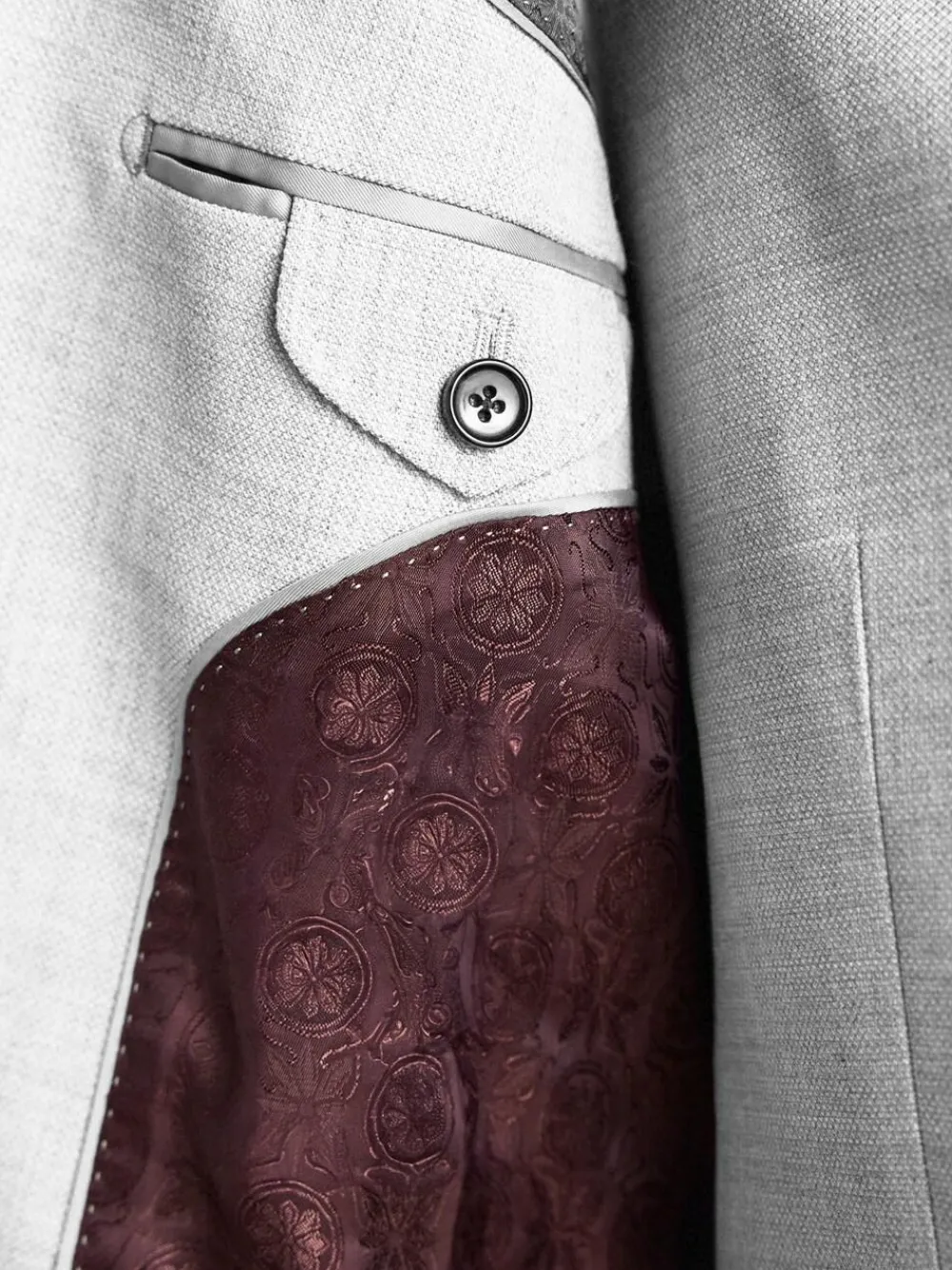 Next Slim Fit Signature Tollegno Italian Wool Textured Suit Jacket^ Grey Suits