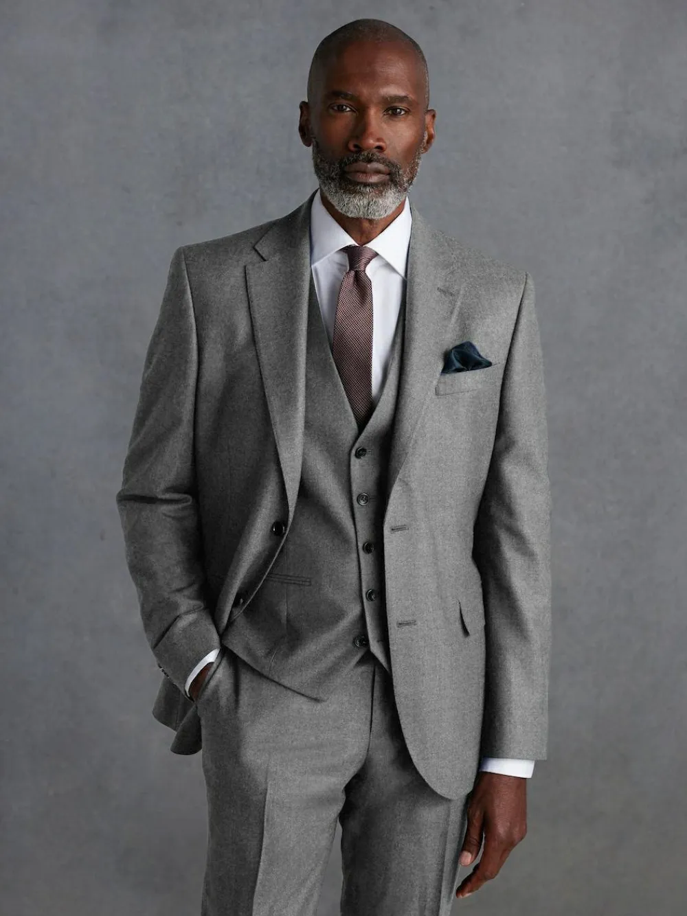 Next Slim Fit Signature Zignone Italian Wool Cashmere Blend Flannel Suit Jacket Grey