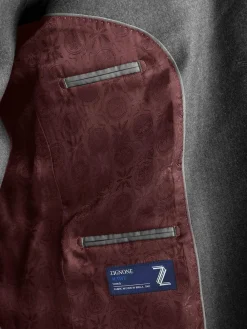 Next Slim Fit Signature Zignone Italian Wool Cashmere Blend Flannel Suit Jacket Grey