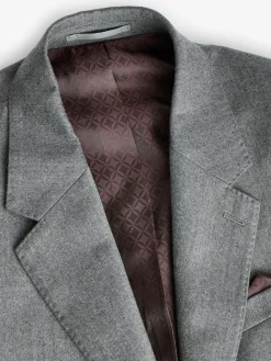 Next Slim Fit Signature Zignone Italian Wool Cashmere Blend Flannel Suit Jacket Grey