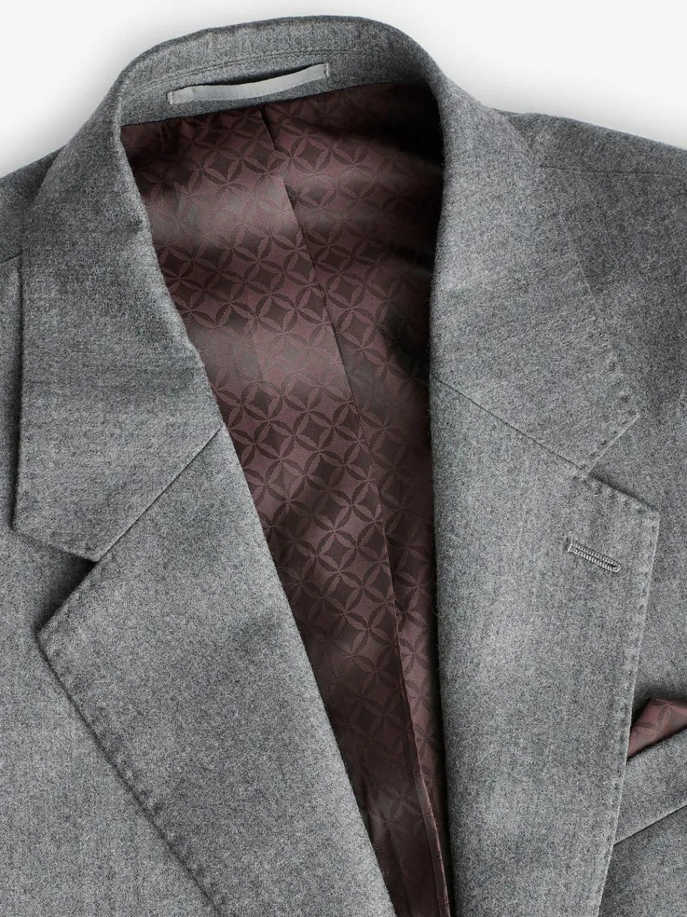 Next Slim Fit Signature Zignone Italian Wool Cashmere Blend Flannel Suit Jacket Grey