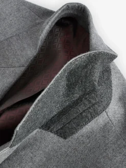 Next Slim Fit Signature Zignone Italian Wool Cashmere Blend Flannel Suit Jacket Grey