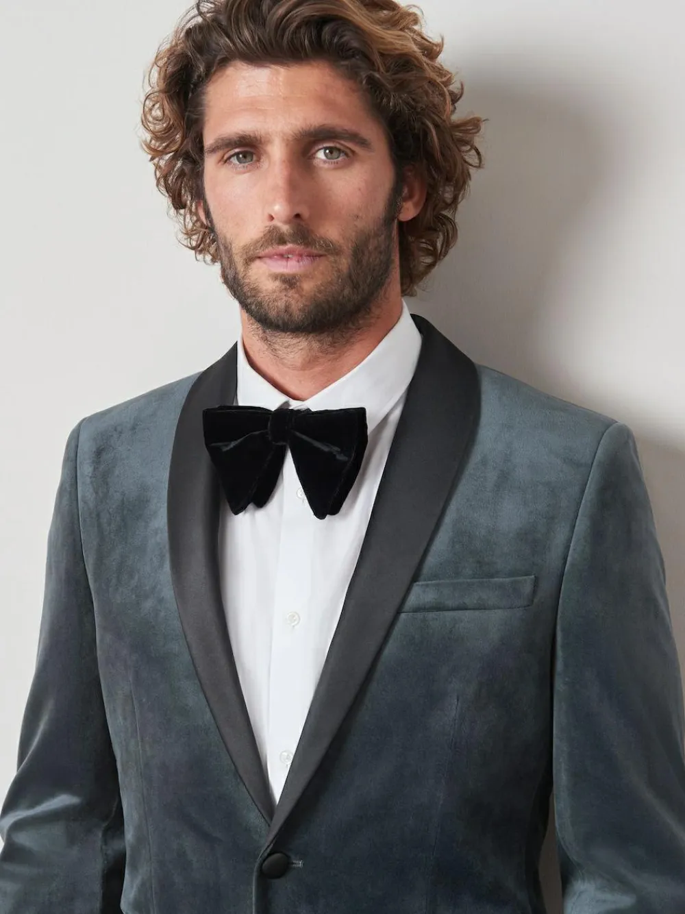 Next Slim Fit Velvet Blazer^ Grey Suits|Blazers & Formal Jackets