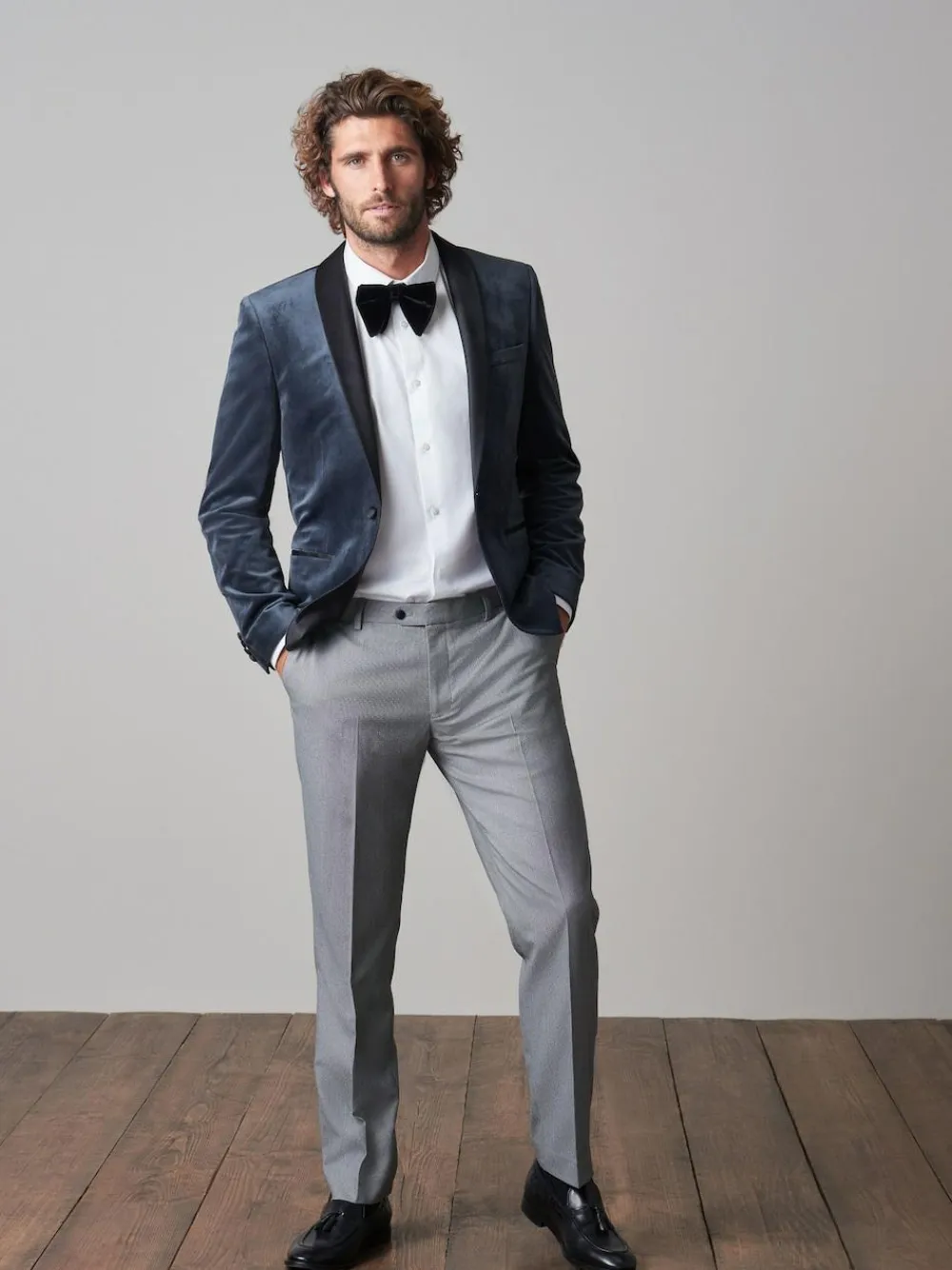 Next Slim Fit Velvet Blazer^ Grey Suits|Blazers & Formal Jackets
