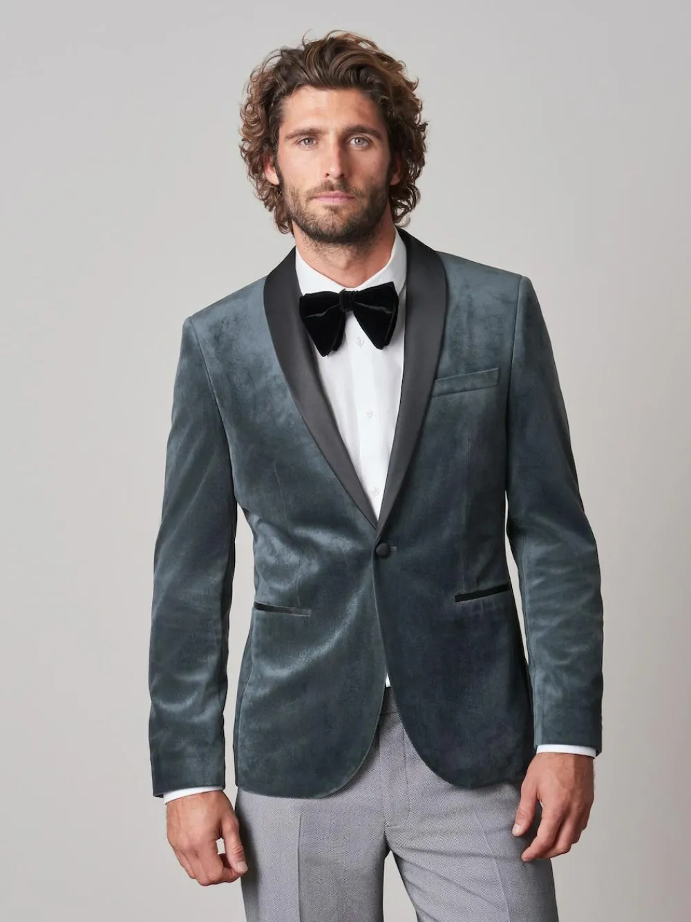Next Slim Fit Velvet Blazer^ Grey Suits|Blazers & Formal Jackets
