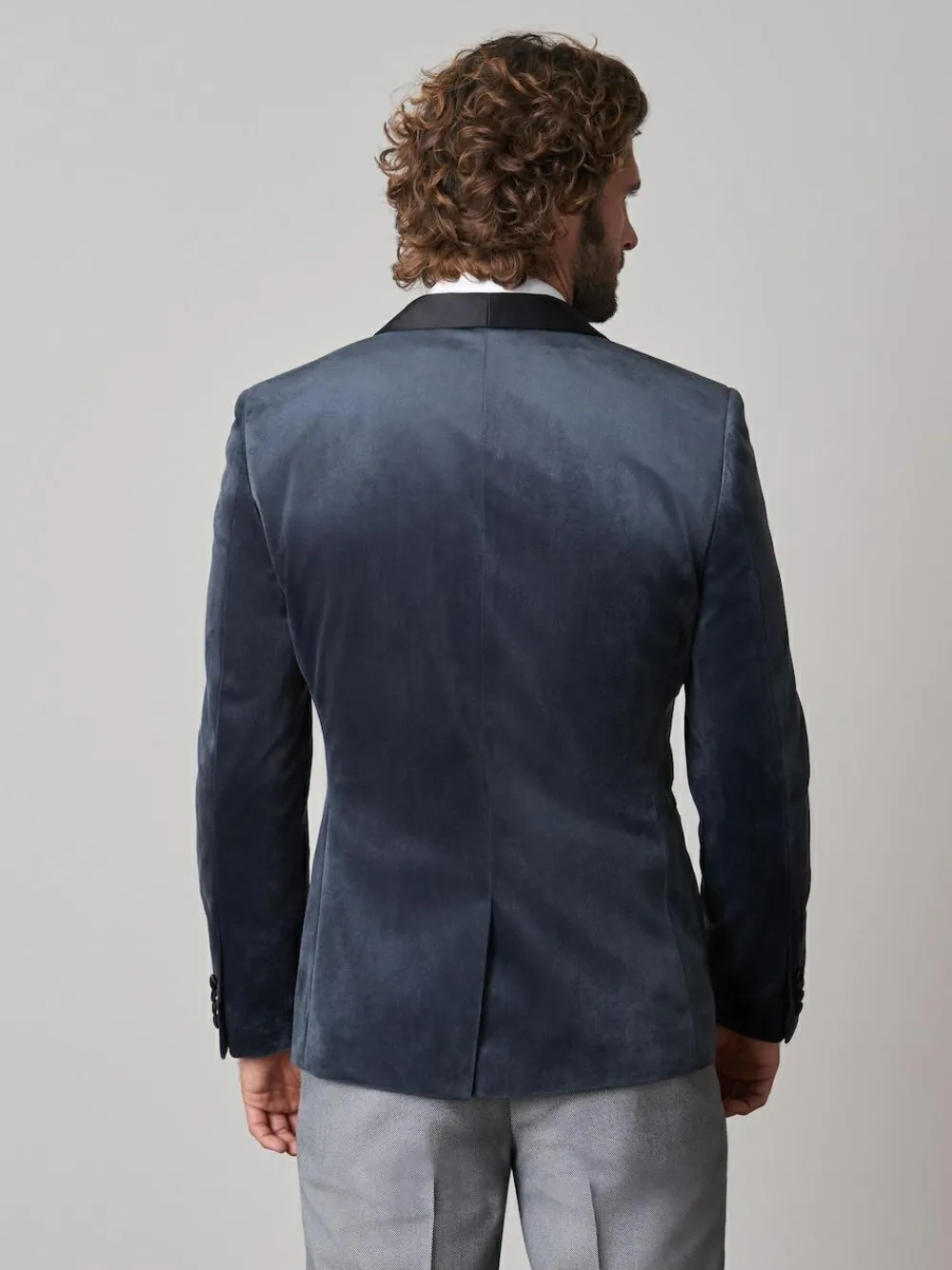 Next Slim Fit Velvet Blazer^ Grey Suits|Blazers & Formal Jackets