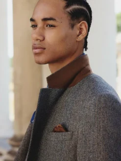 Discount Next Grey Slim Fit Wool Blend Herringbone Stripe Suit Jacket